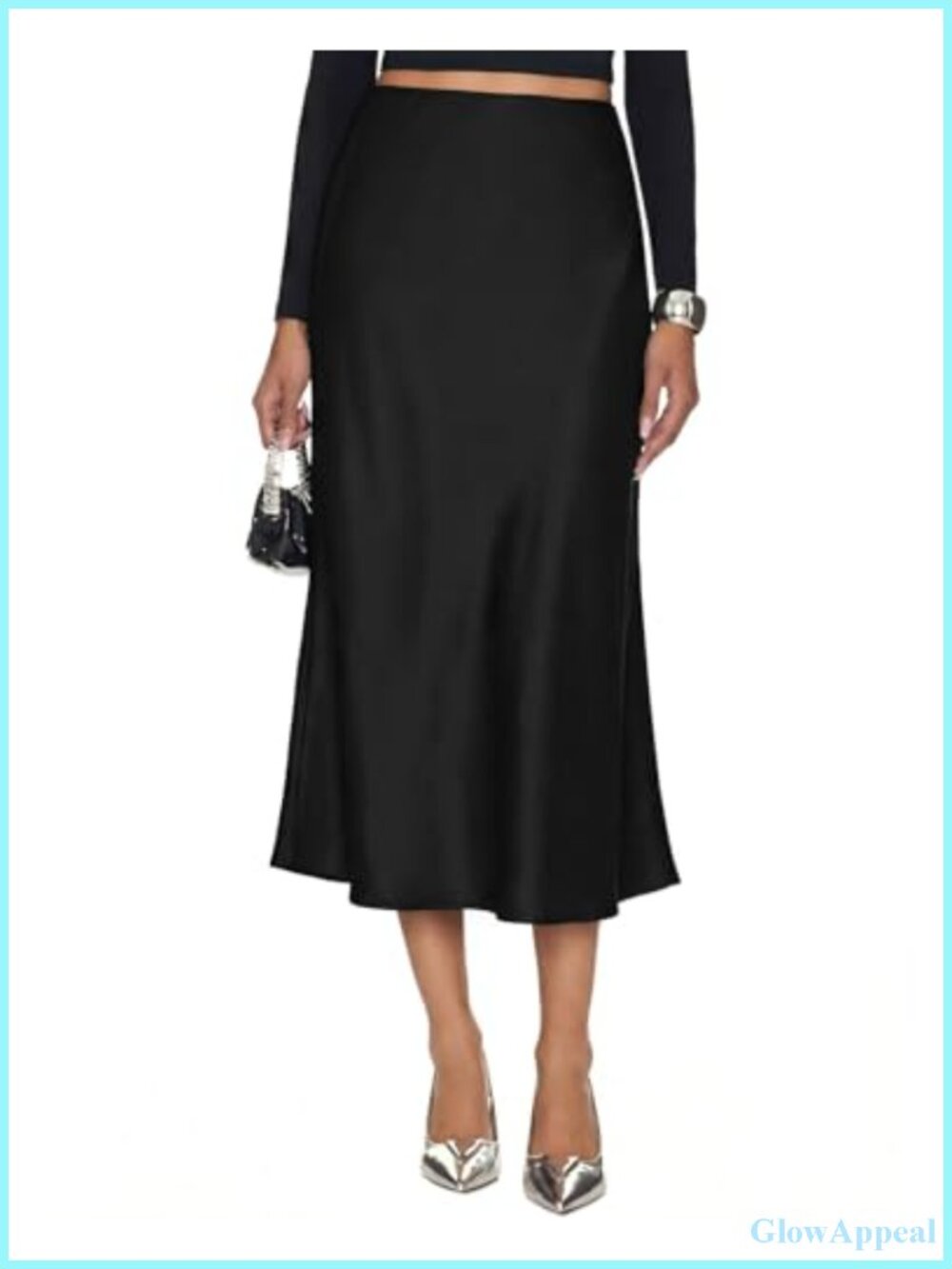 Women's Silk Satin Midi Skirt High Waisted Leopard A-Line Long Skirt